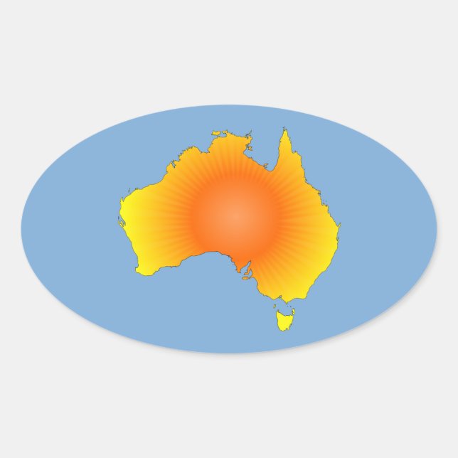Sticker Ovale Carte Sunny Australie (Devant)