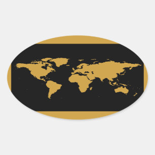 Sticker Ovale cartes du monde ~ couleur personnalisable