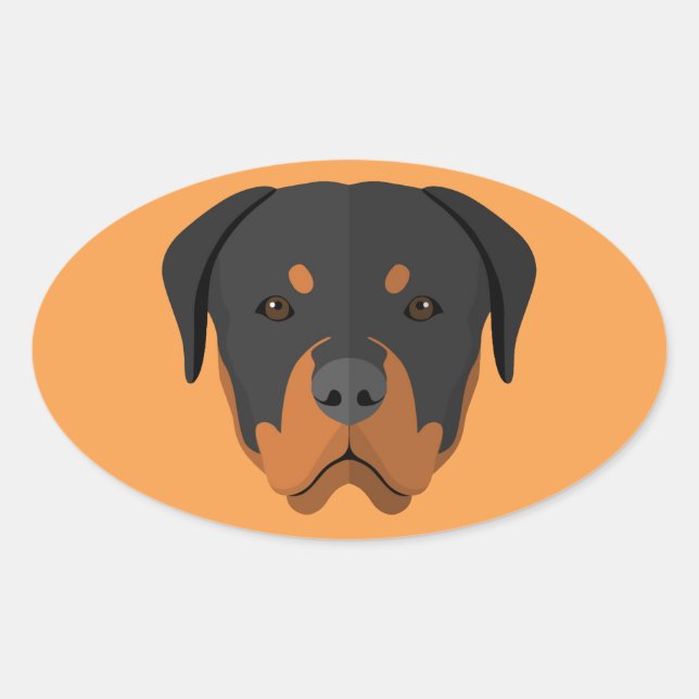 Sticker Ovale Carton de Rottweiler adorable (Devant)