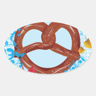 Sticker Ovale Carton savoureux Pretzel 3