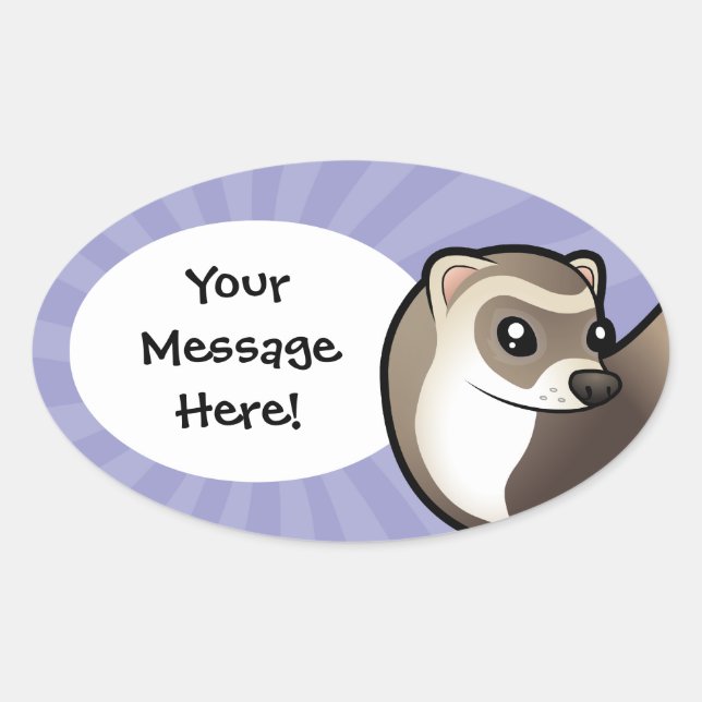 Sticker Ovale Cartoon Ferret (Devant)