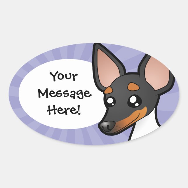 Sticker Ovale Cartoon Rat Terrier / Toy Fox Terrier (Devant)