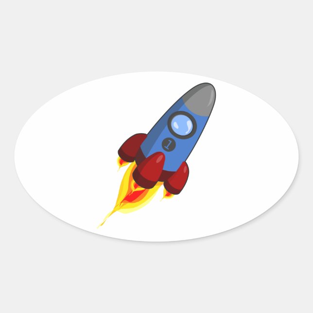 Sticker Ovale Cartoon Rocketship (Devant)