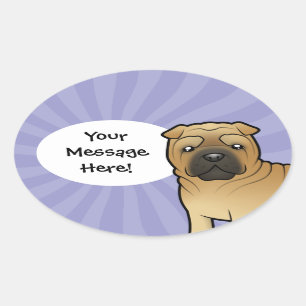 Sticker Ovale Cartoon Shar Pei
