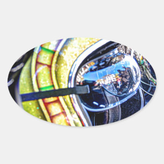 Sticker Ovale Casque de moto classique