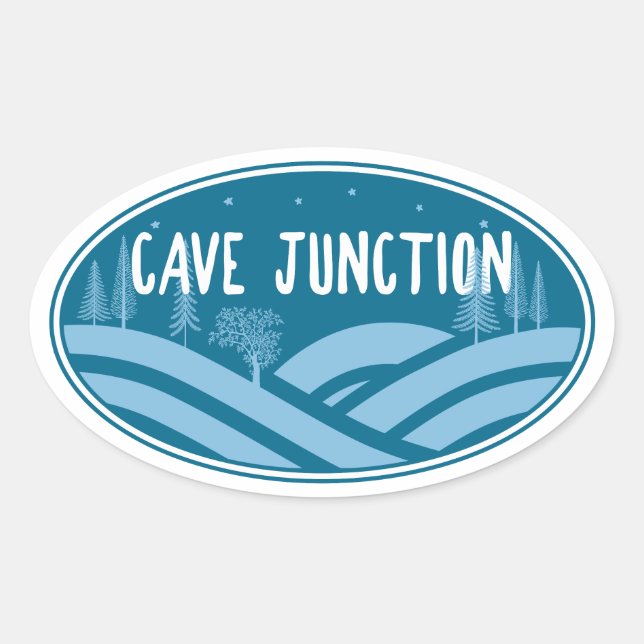 Sticker Ovale Cave Junction Oregon Extérieur (Devant)