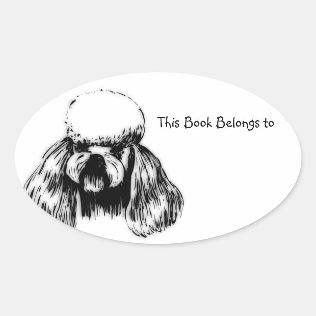 Sticker Ovale Ce livre appartient à Poodle (Devant)