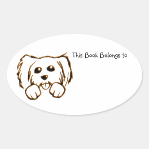 Sticker Ovale Ce livre appartient à Puppy