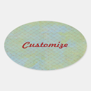 Sticker Ovale Ce motif antique vintage bleu de filet de diamant