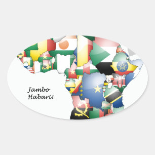 Sticker Ovale Célébration de l'Afrique dans le design des drapea