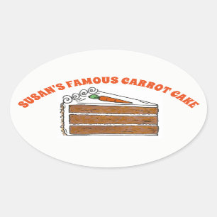 Sticker Ovale Célèbre tranche de gâteau de carottes cuite au fou