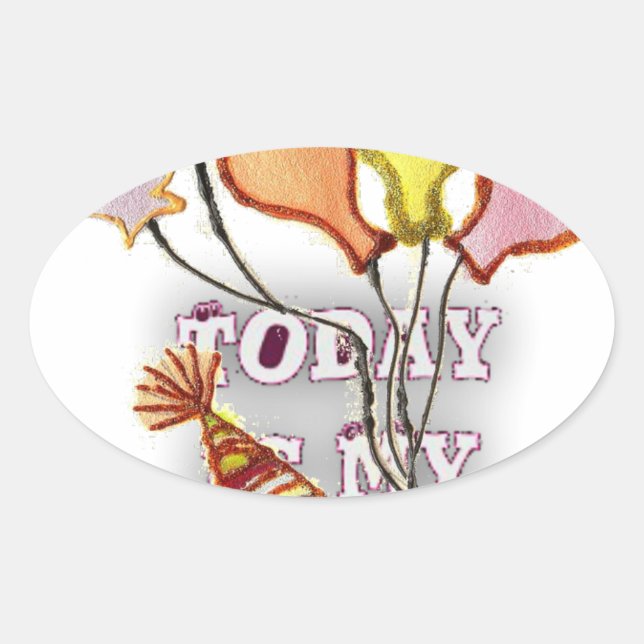 Sticker Ovale Célébrez avec notre joyeux anniversaire de bienven (Devant)