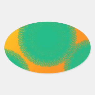 Sticker Ovale cercle vert dans jaune orangé