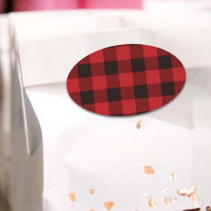 Sticker Ovale Chalet primitif Bison rouge Boeuf plat