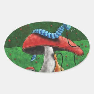 Sticker Ovale Champignons magiques