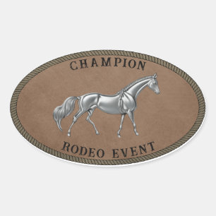 Sticker Ovale Champion Rodeo Event Pays Occidental Personnaliser