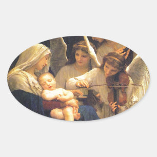 Sticker Ovale Chanson des anges, William-Adolphe Bouguereau