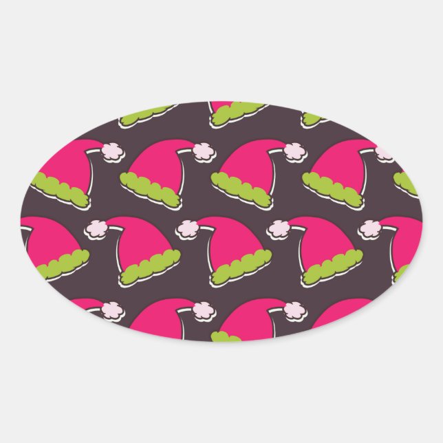 Sticker Ovale chapeau santa (Devant)