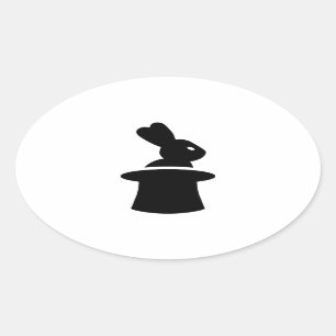 Sticker Ovale Chapeau supérieur de lapin magicien