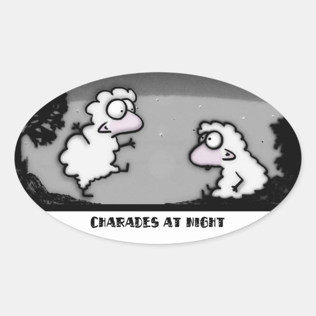 Sticker Ovale Charades la nuit (Devant)