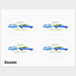 Sticker Ovale Charming Christmas Camper Vintage Trailer RV Xmas<br><div class="desc">J'espère que vous aimez ce design de vacances. Ajoutez votre propre texte. Consultez ma boutique pour trouver d'autres articles assortis comme des chemises, des tasses, des cartes, du papier d'emballage ainsi que d'autres motifs de vacances. Merci d'avoir fait des emplettes avec moi ! Si vous voulez quelque chose de personnalisé...</div>