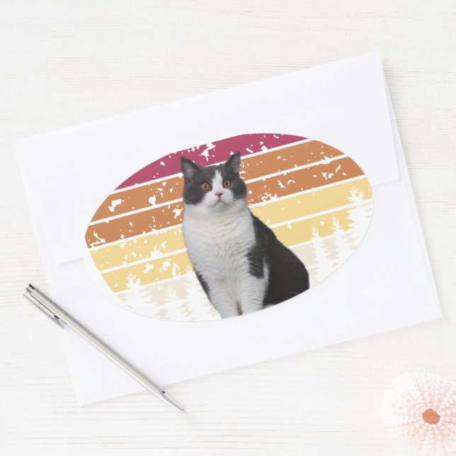 Sticker Ovale Chat (Enveloppe)