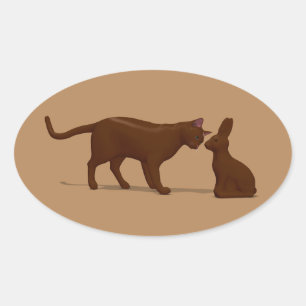 Sticker Ovale Chat au Chocolat