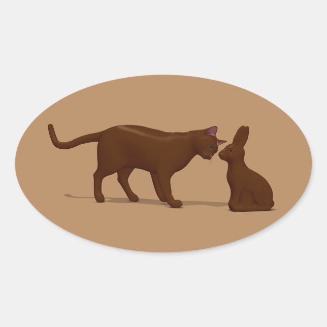 Sticker Ovale Chat au Chocolat (Devant)