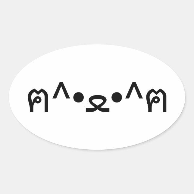 Sticker Ovale Chat avec Paws Emoticon ฅ^ ・ ・^ฅ Kaomoji Japonais (Devant)