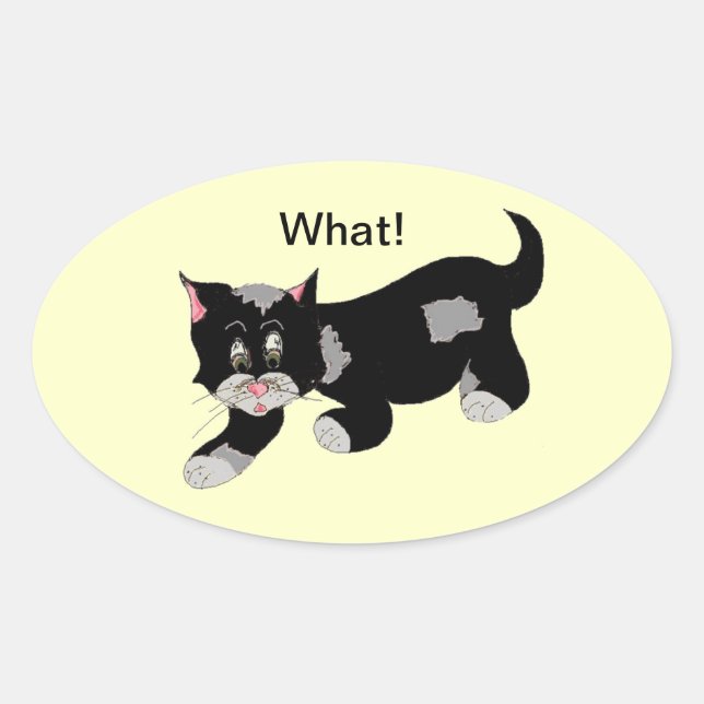Sticker Ovale Chat Cool avec Citation (Devant)