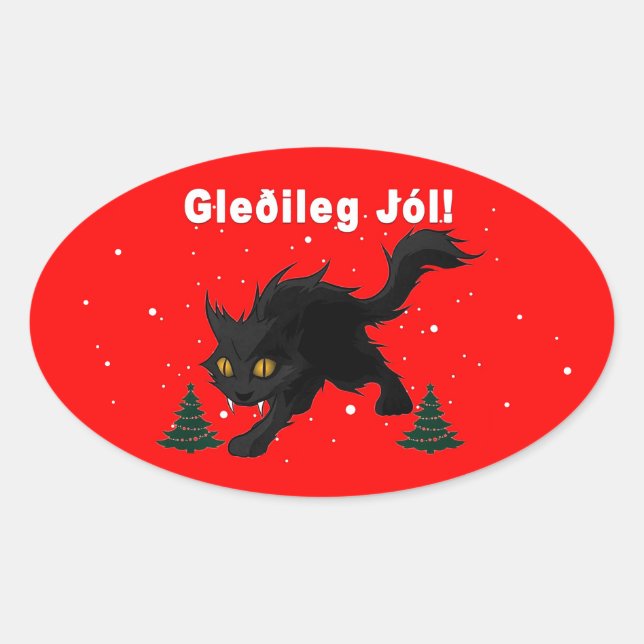 Sticker Ovale Chat islandais Yule (Devant)