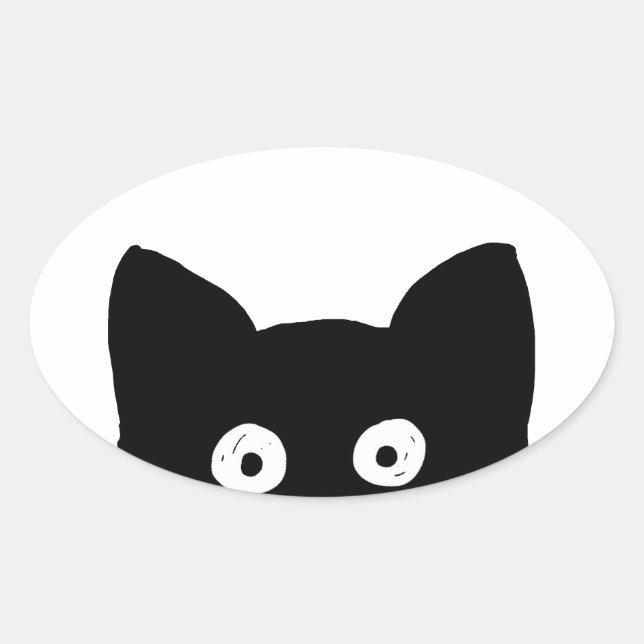 Sticker Ovale Chat noir (Devant)