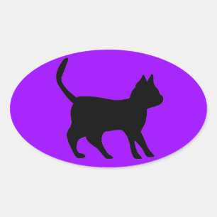 Sticker Ovale Chat noir