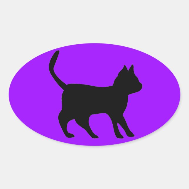Sticker Ovale Chat noir (Devant)