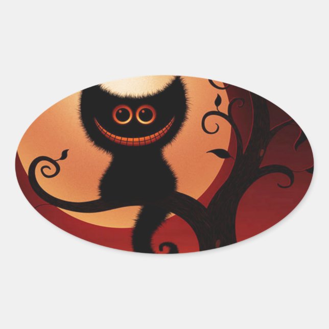 Sticker Ovale Chat noir de Whimsical (Devant)