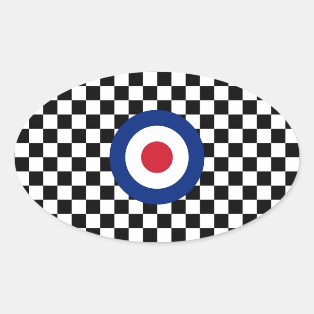Sticker Ovale Checkered Black Racing Target Mod (Devant)
