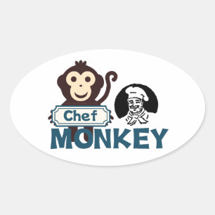 Sticker Ovale Chef Monkey