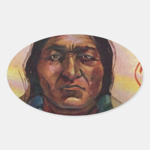 Sticker Ovale Chef Sitting Bull