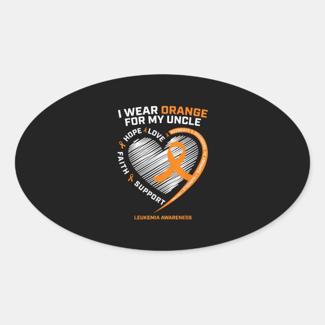 Sticker Ovale Chemises de sensibilisation à la leucémie Oncle Me (Devant)