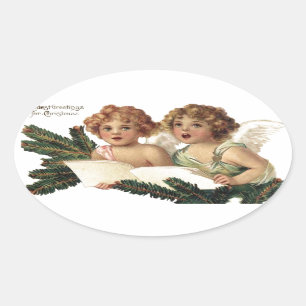Sticker Ovale Cherubs chantent des chansons