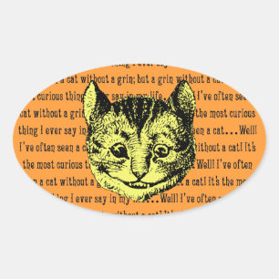 Sticker Ovale Cheshire Cat - Vintage Alice au pays des merveille