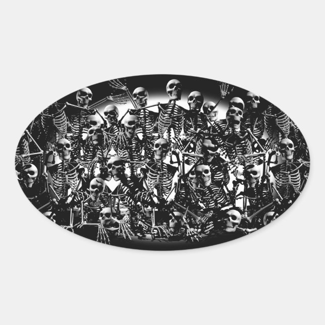 Sticker Ovale Cheval de squelette (Devant)