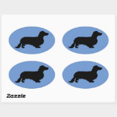 Sticker Ovale Cheveux longs Dachshund - Silhouette 1 (Feuille)