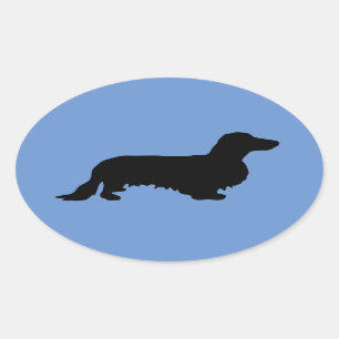 Sticker Ovale Cheveux longs Dachshund - Silhouette 1