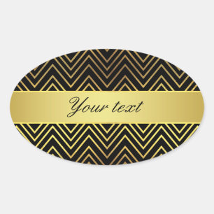Sticker Ovale Chevrons Faux Gold Classy