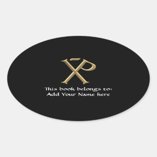 Sticker Ovale Chi-Rho 3 D D'Or
