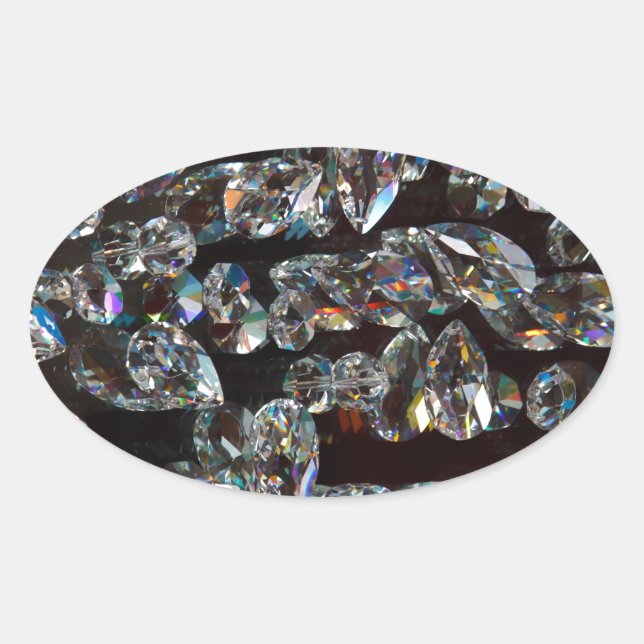 Sticker Ovale Chic Black Diamond Chrystal Cadeaux Motifs Abstrai (Devant)