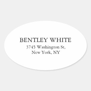 Sticker Ovale Chic chic blanc élégant sobre sobre élégant