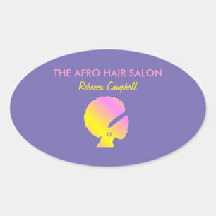 Sticker Ovale Chic chic coiffure afro bleu
