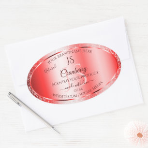 Sticker Ovale Chic Ruby Rouge Parties scintillant douce Étiquett